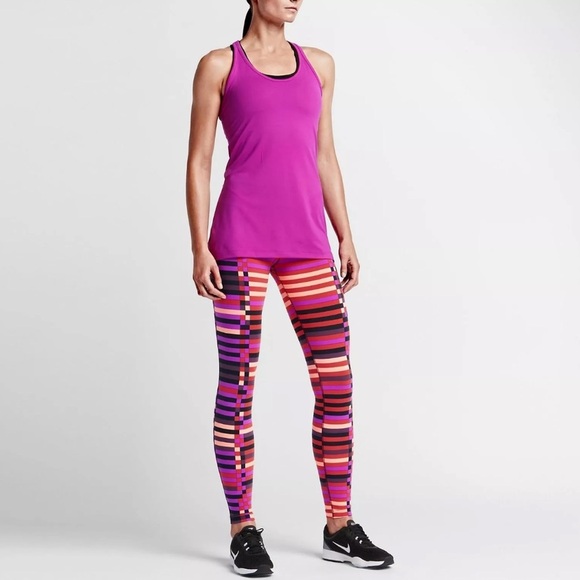 Nike dry fit Colorful Striped Women's Leggings size medium - Picture 3 of 15